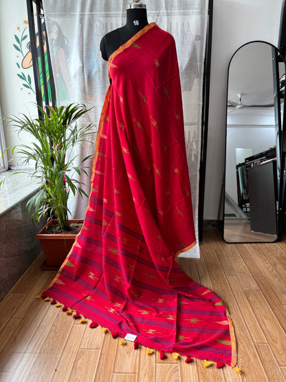 RED JAMDANI SAREE