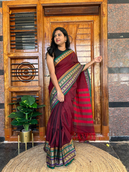 Brown Narayanpet saree.