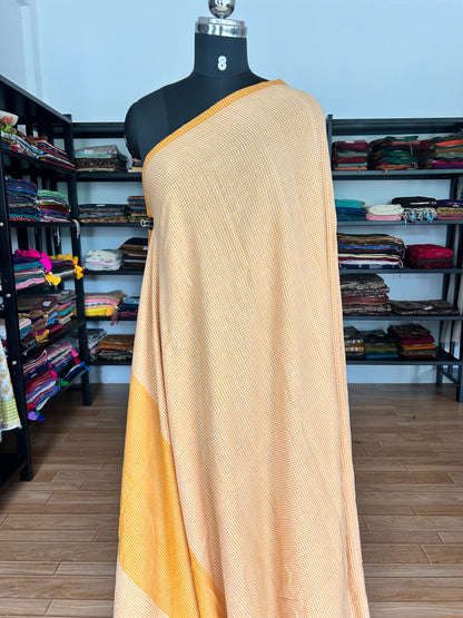 YELLOW CHECKS  MUL SAREE