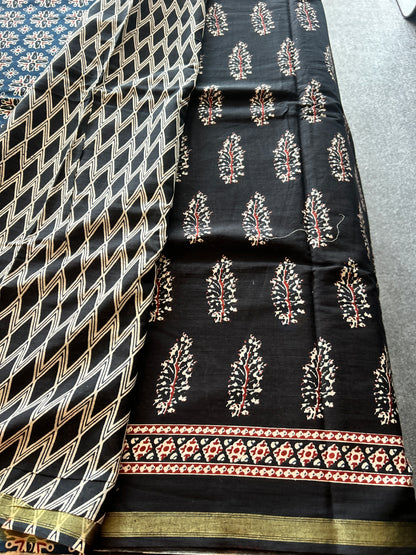 Black chanderi mul cotton
