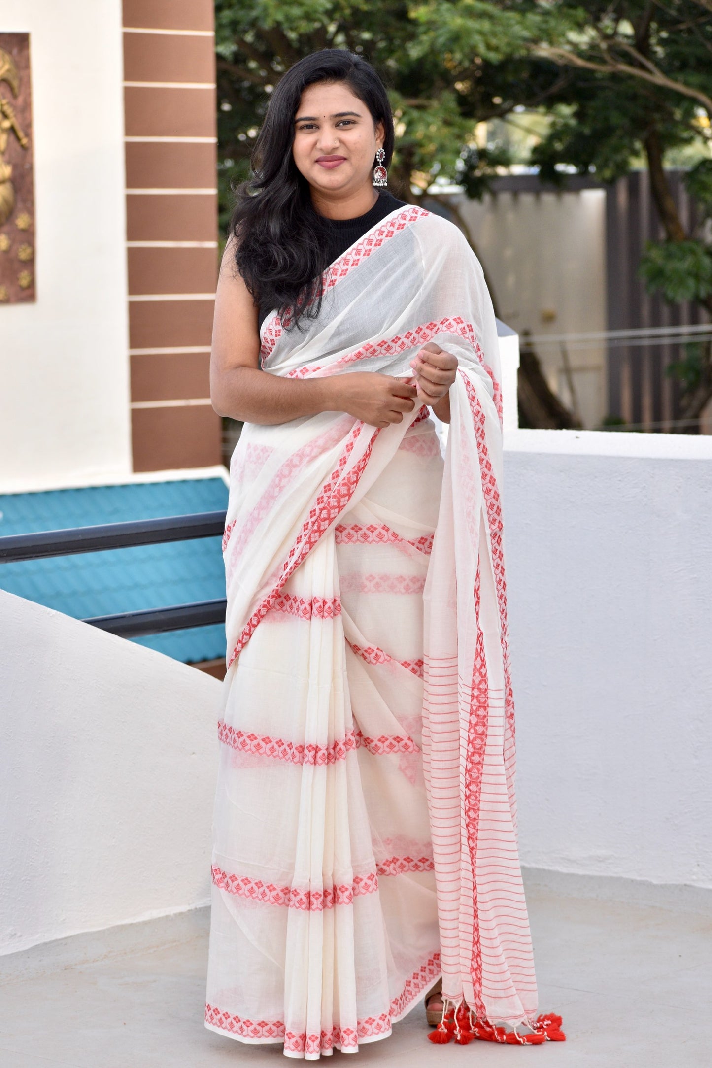 WHITE MUL SAREE