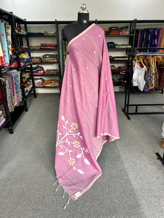 PINK MUL JAMDANI SAREE