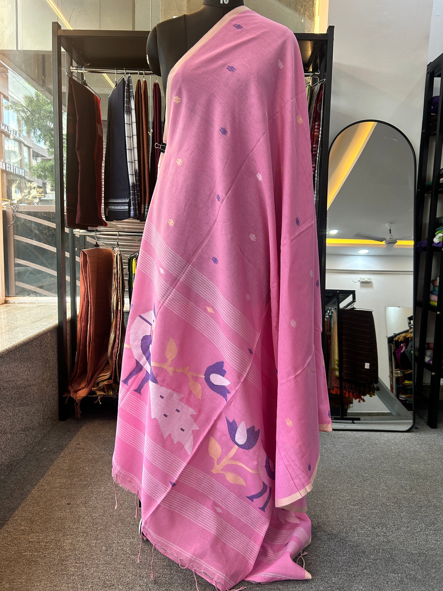 PINK MUL JAMDANI SAREE