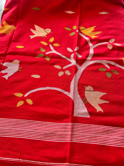 RED MUL JAMDANI SAREE