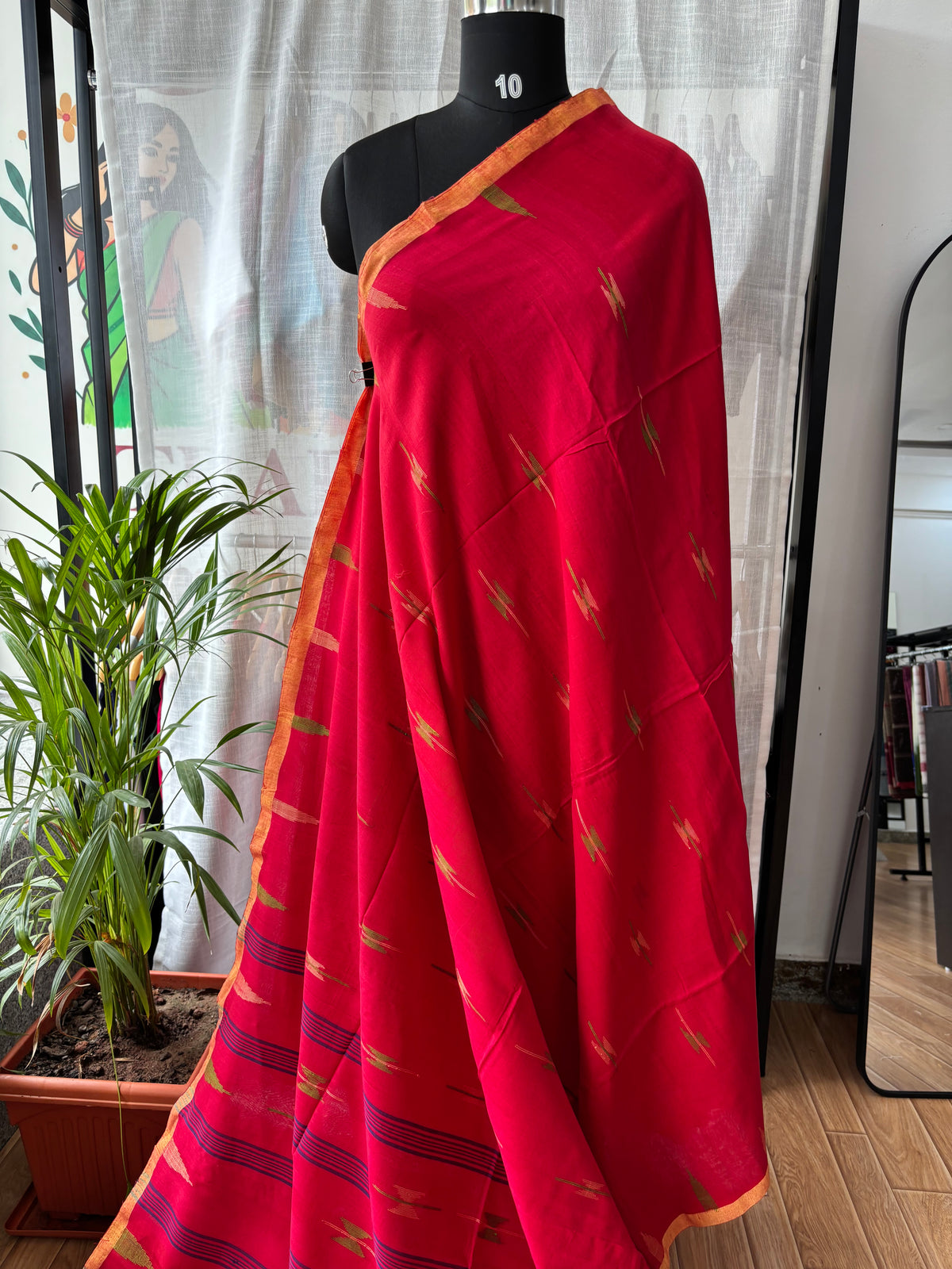RED JAMDANI SAREE