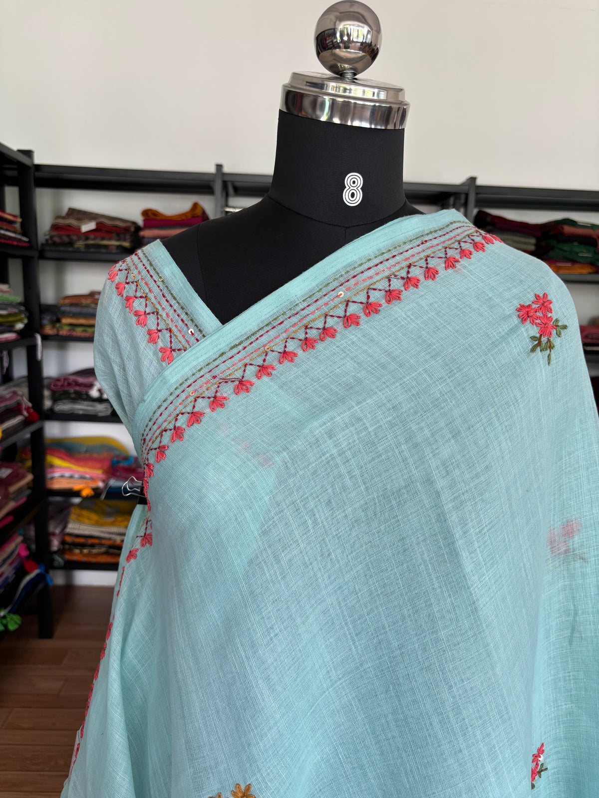 BLUE LINEN SAREE