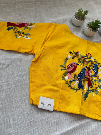 YELLOW EMBROIDERED  BLOUSE