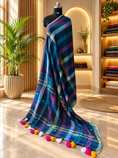 NAVY BLUE INSPIRED BHUJODI SAREE