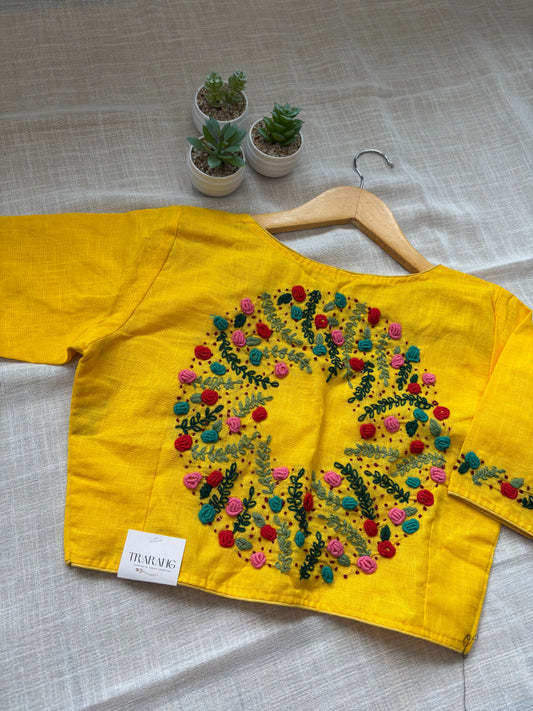 YELLOW EMBROIDERED  BLOUSE