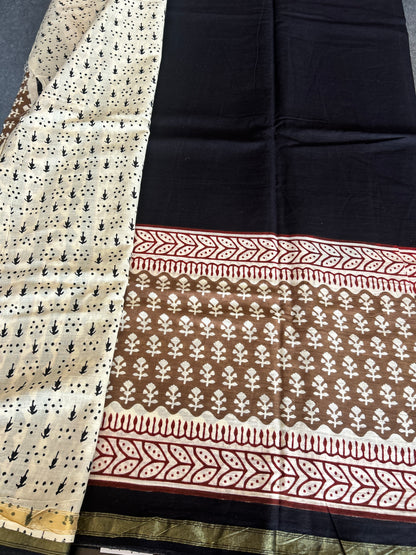 Black chanderi mul cotton