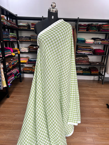 GREEN CHECKS  MUL SAREE