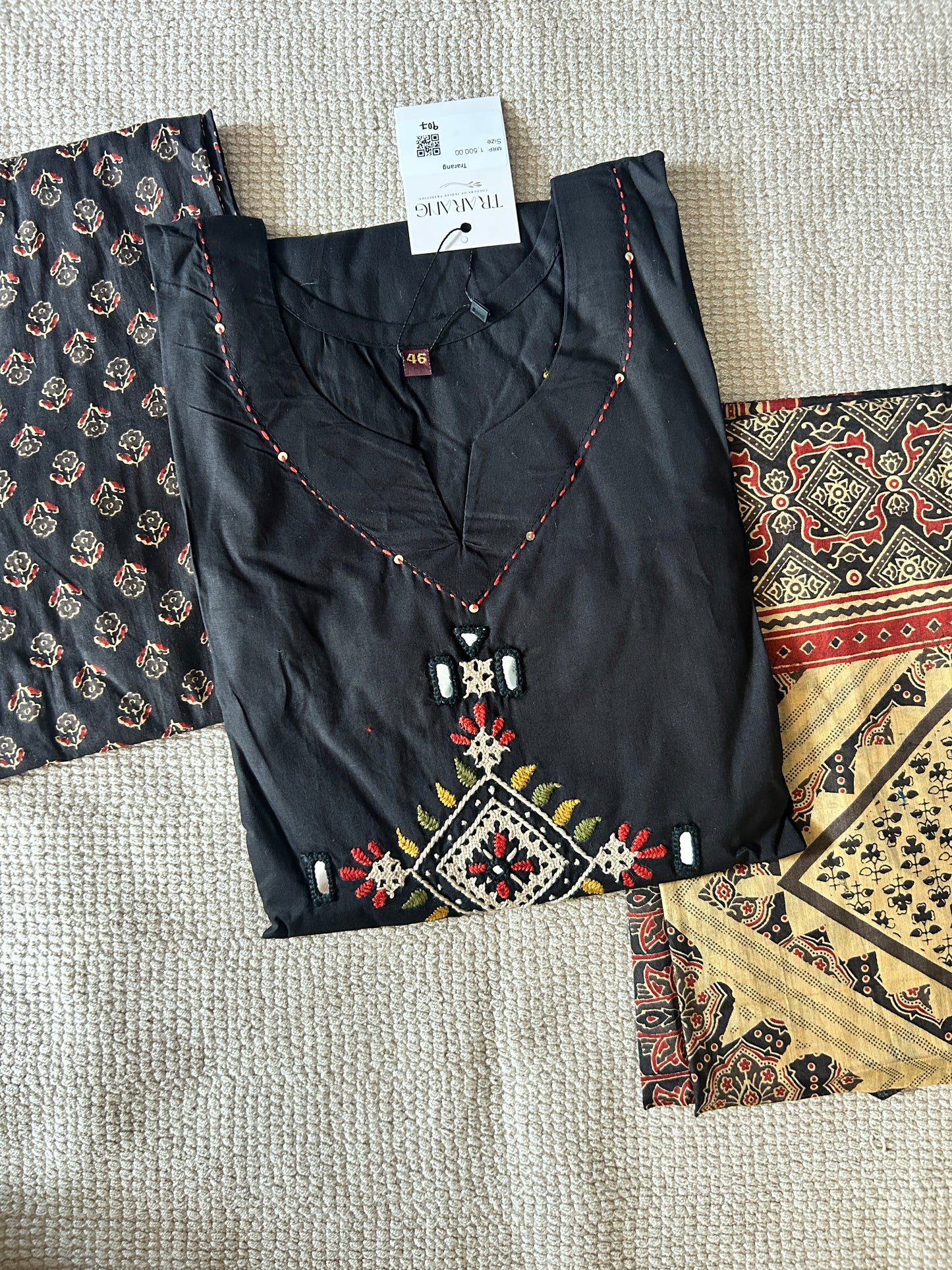 BLACK GAMTHI COTTON SUIT