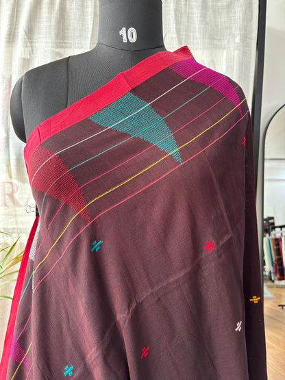 MAROON JAMDANI SAREE