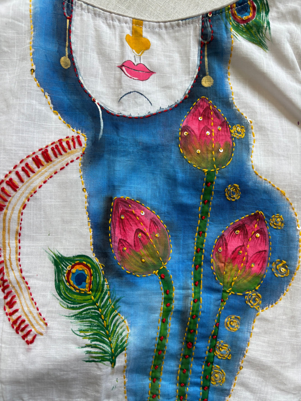 White hand painted blouse