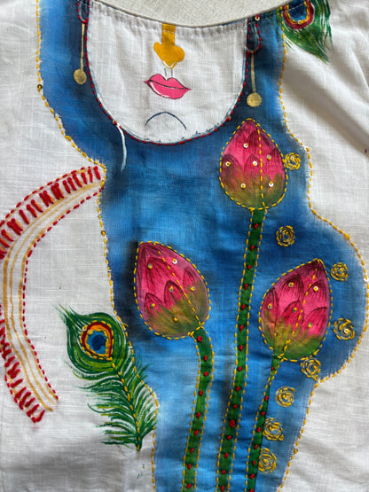 White hand painted blouse