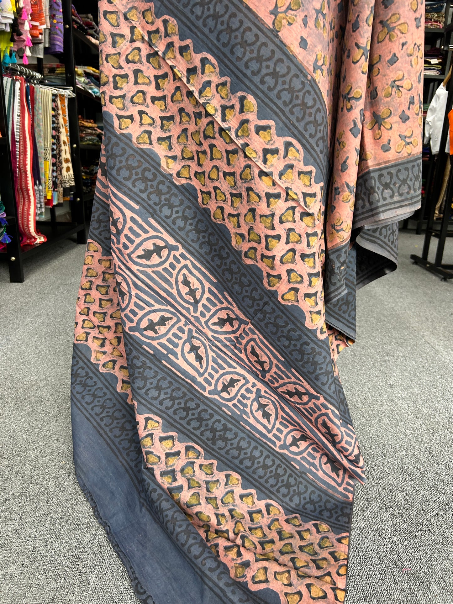 PINK AJRAKH MUL SAREE