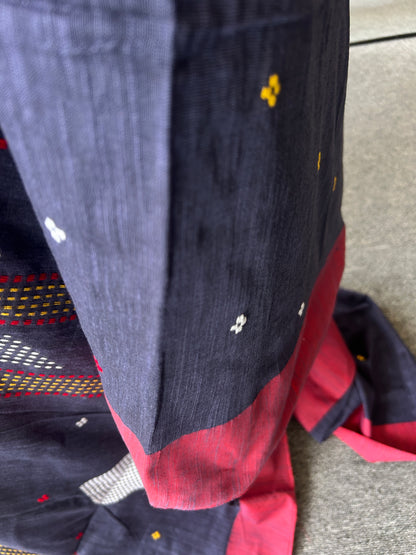GREY KHADI COTTON SAREE