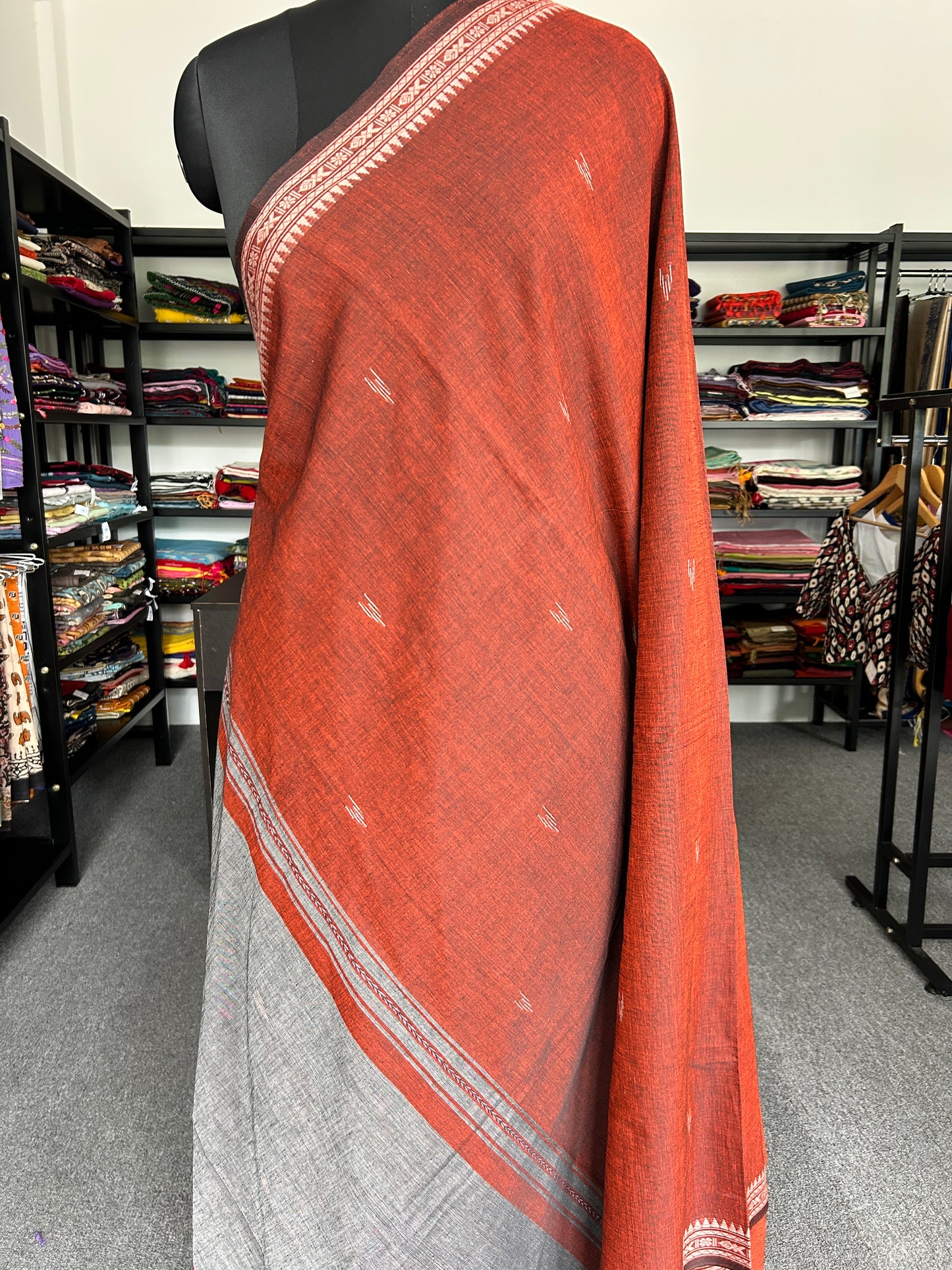 RUST ORANGE DHANIAKHALI SAREE