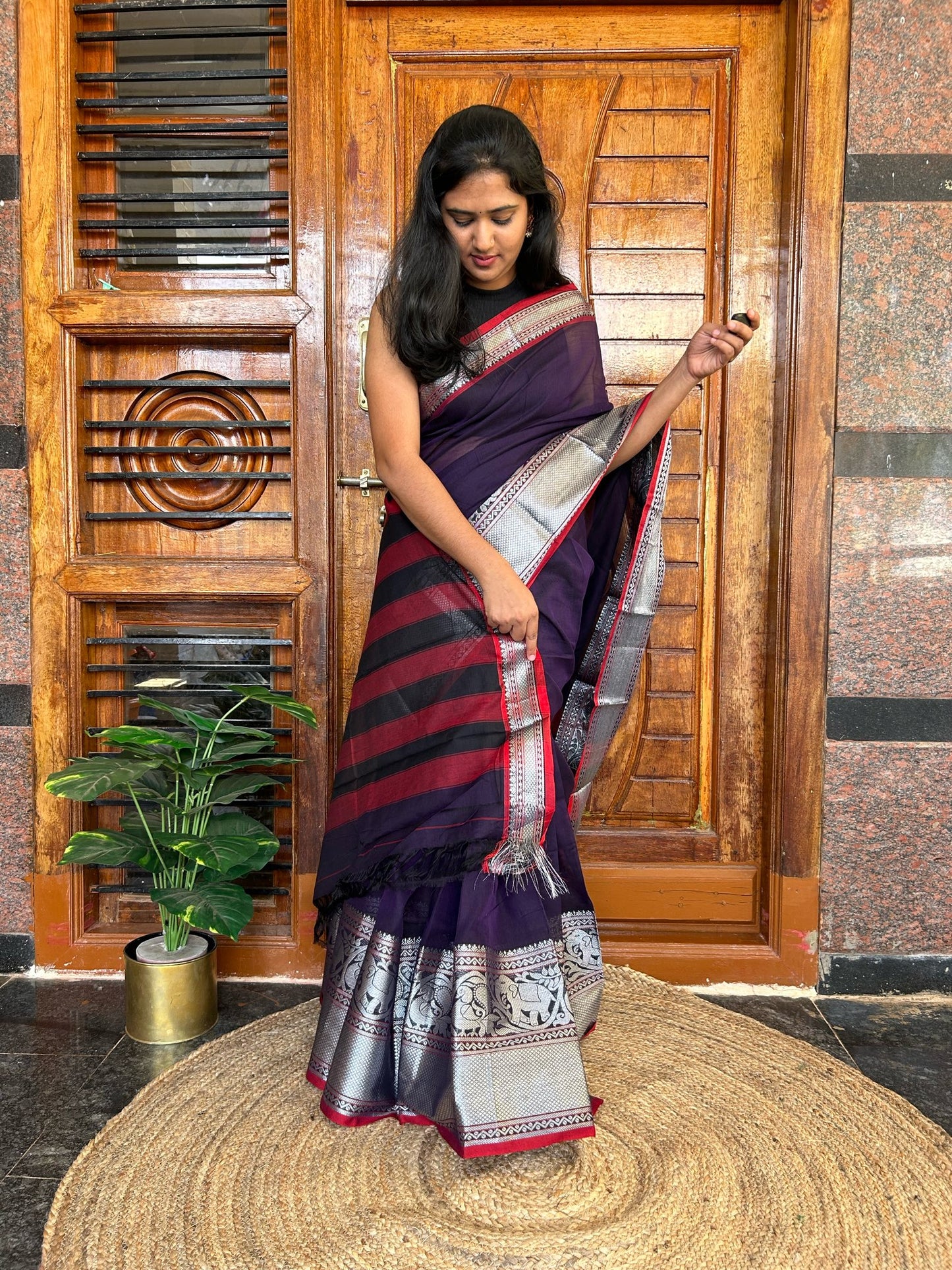 Purple Narayanpet saree.