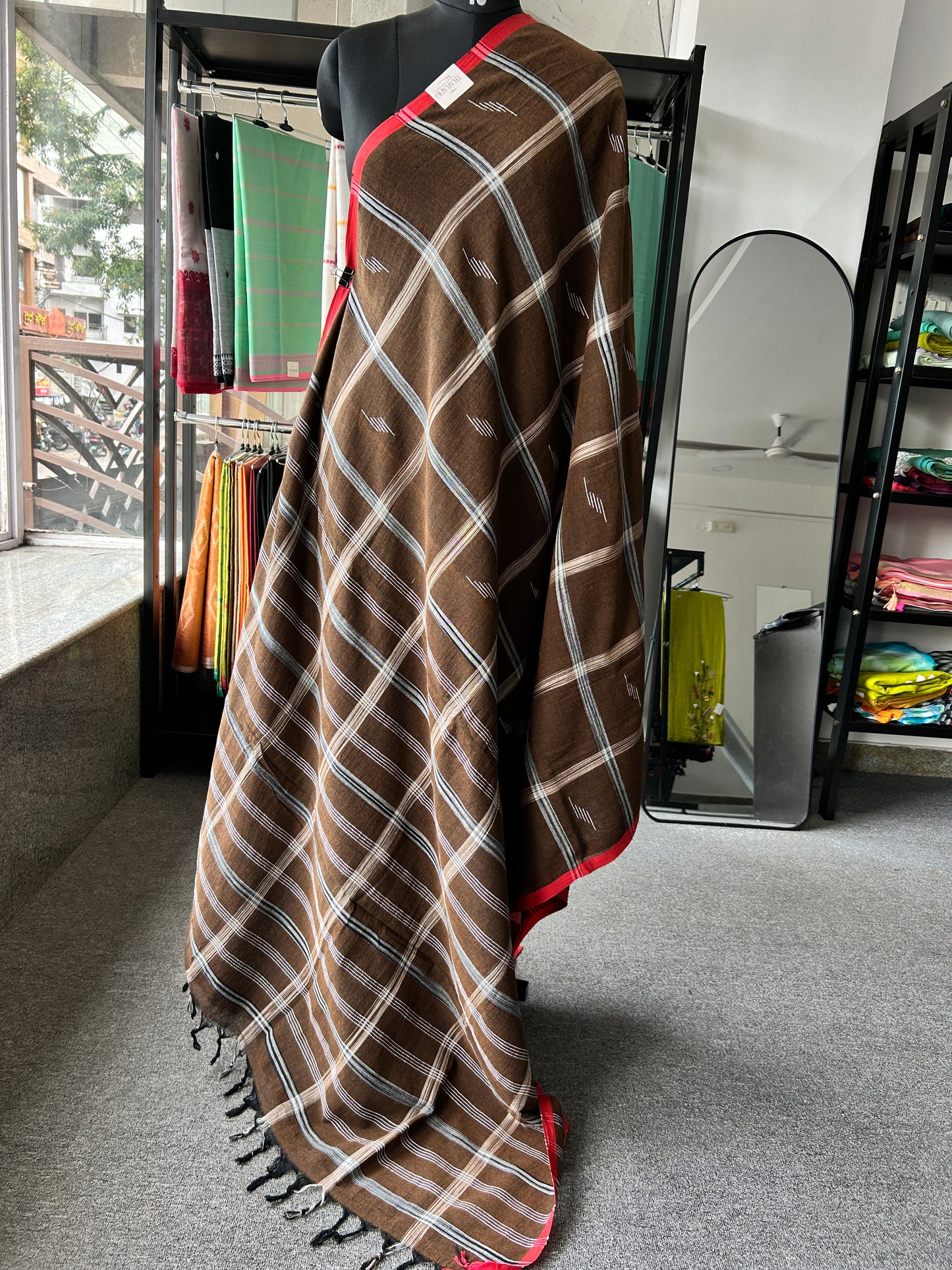 BROWN LINEN SAREE