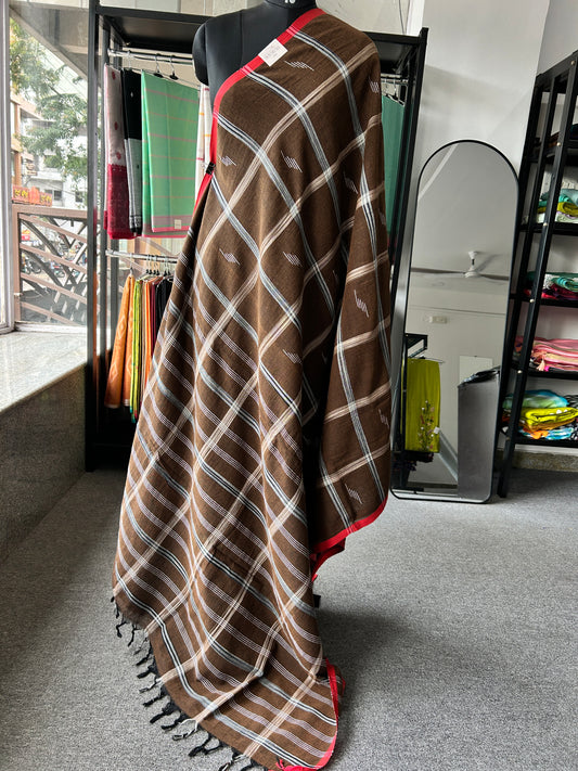 BROWN LINEN SAREE