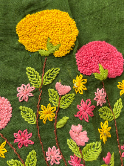 GREEN MBROIDERED  BLOUSE