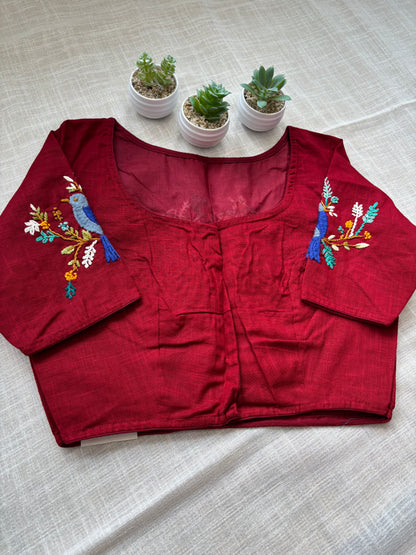 MAROON EMBROIDERED  BLOUSE