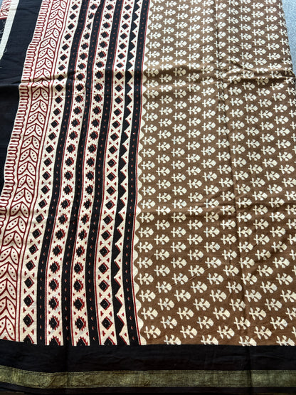 Black chanderi mul cotton