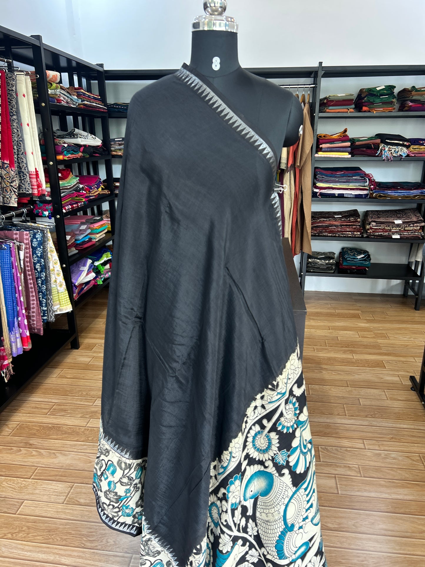 Black kalamkari saree