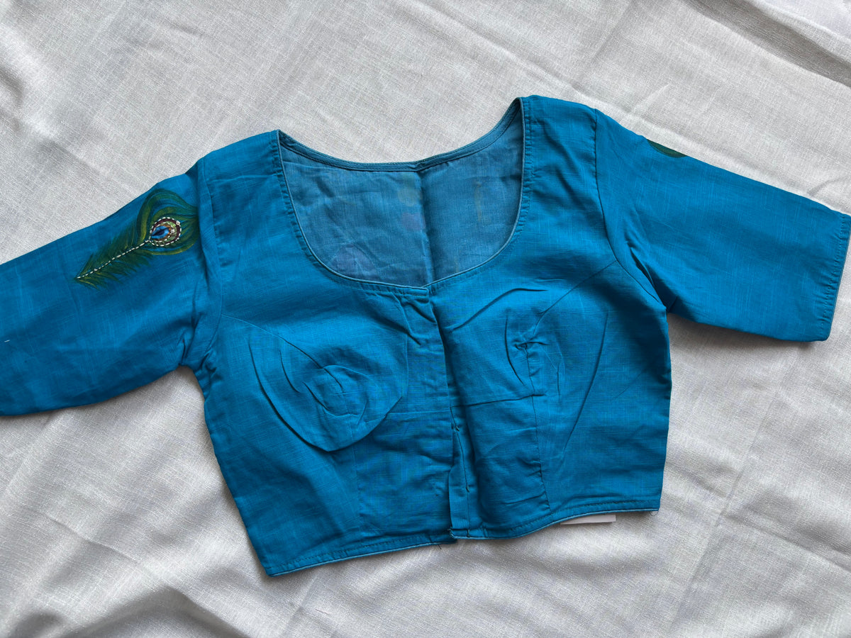 Navy Blue hand painted blouse