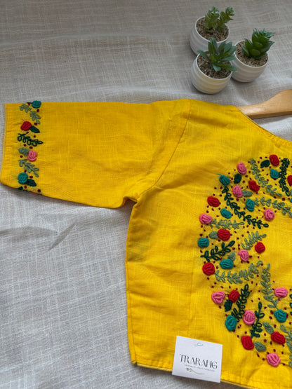YELLOW EMBROIDERED  BLOUSE