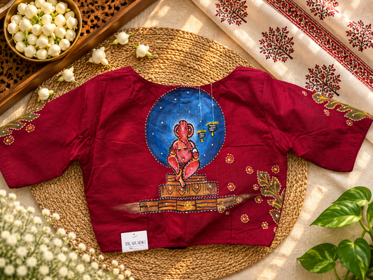 Maroon hand painted blouse
