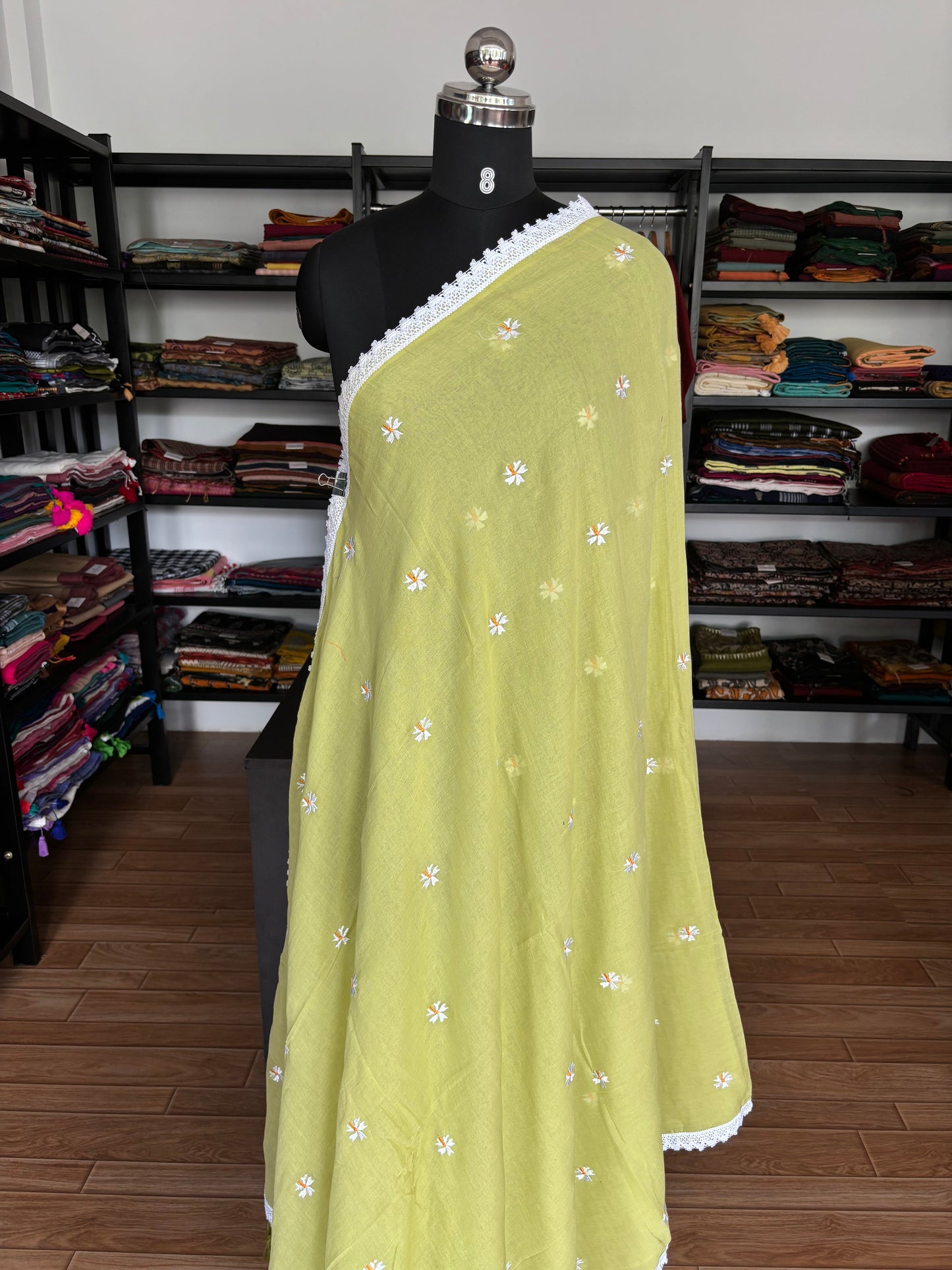 YELLOW PARIJATHA MUL SAREE