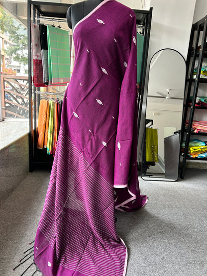 PURPLE MUL JAMDANI SAREE