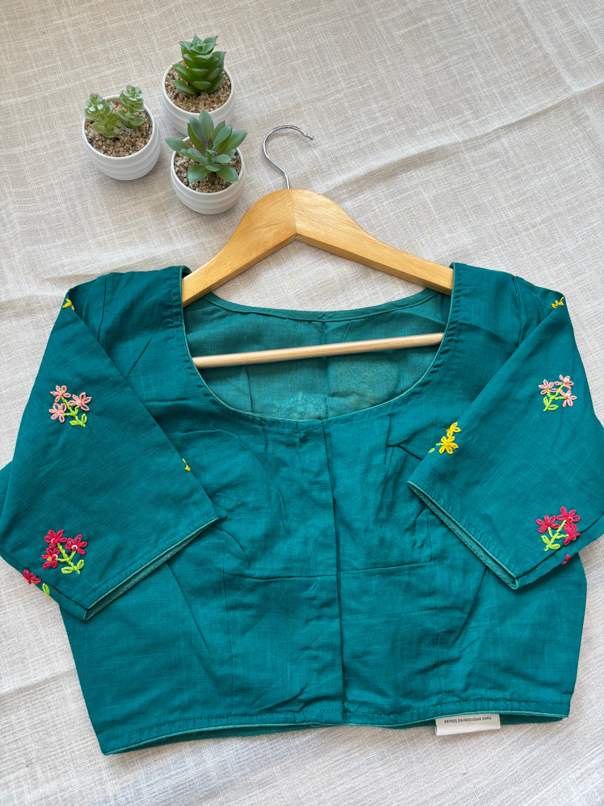 BLUE MBROIDERED  BLOUSE