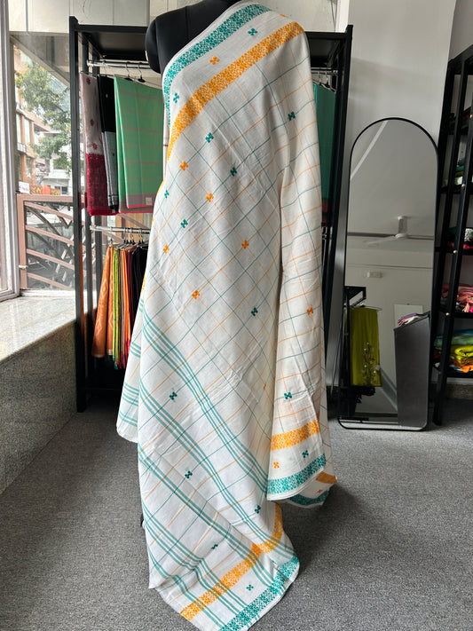 WHITE DHANIAKHALI SAREE