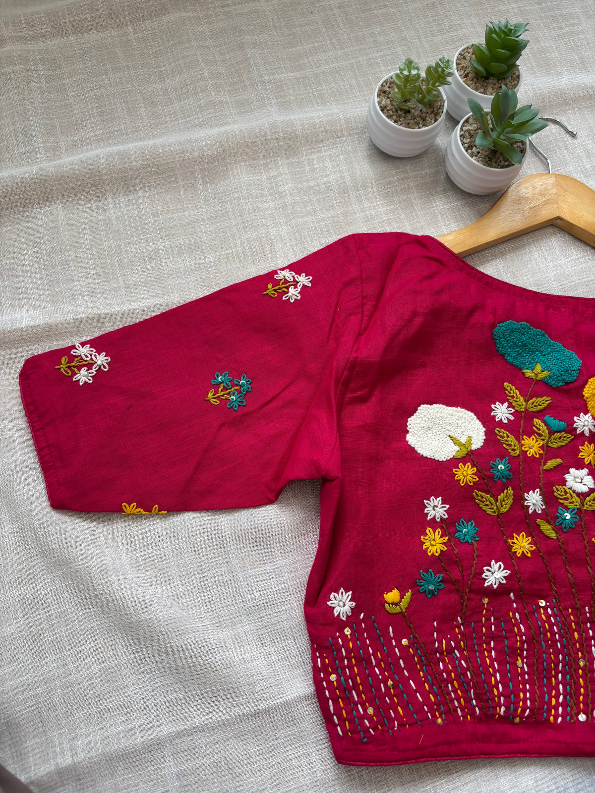 PINK MBROIDERED  BLOUSE