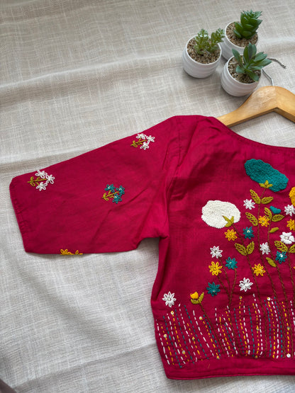 PINK MBROIDERED  BLOUSE