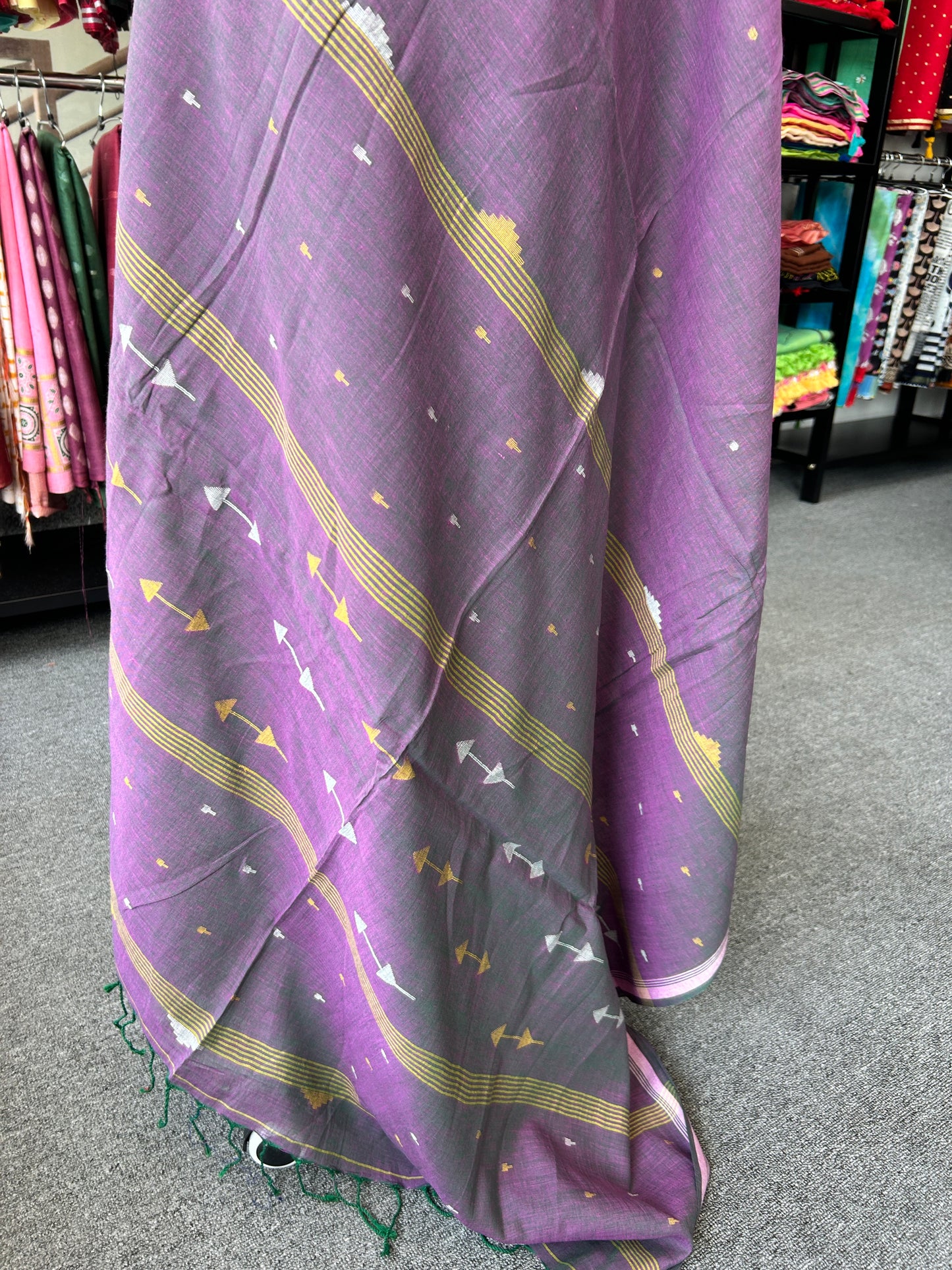 LAVENDER KHADI JAMDANI SAREE
