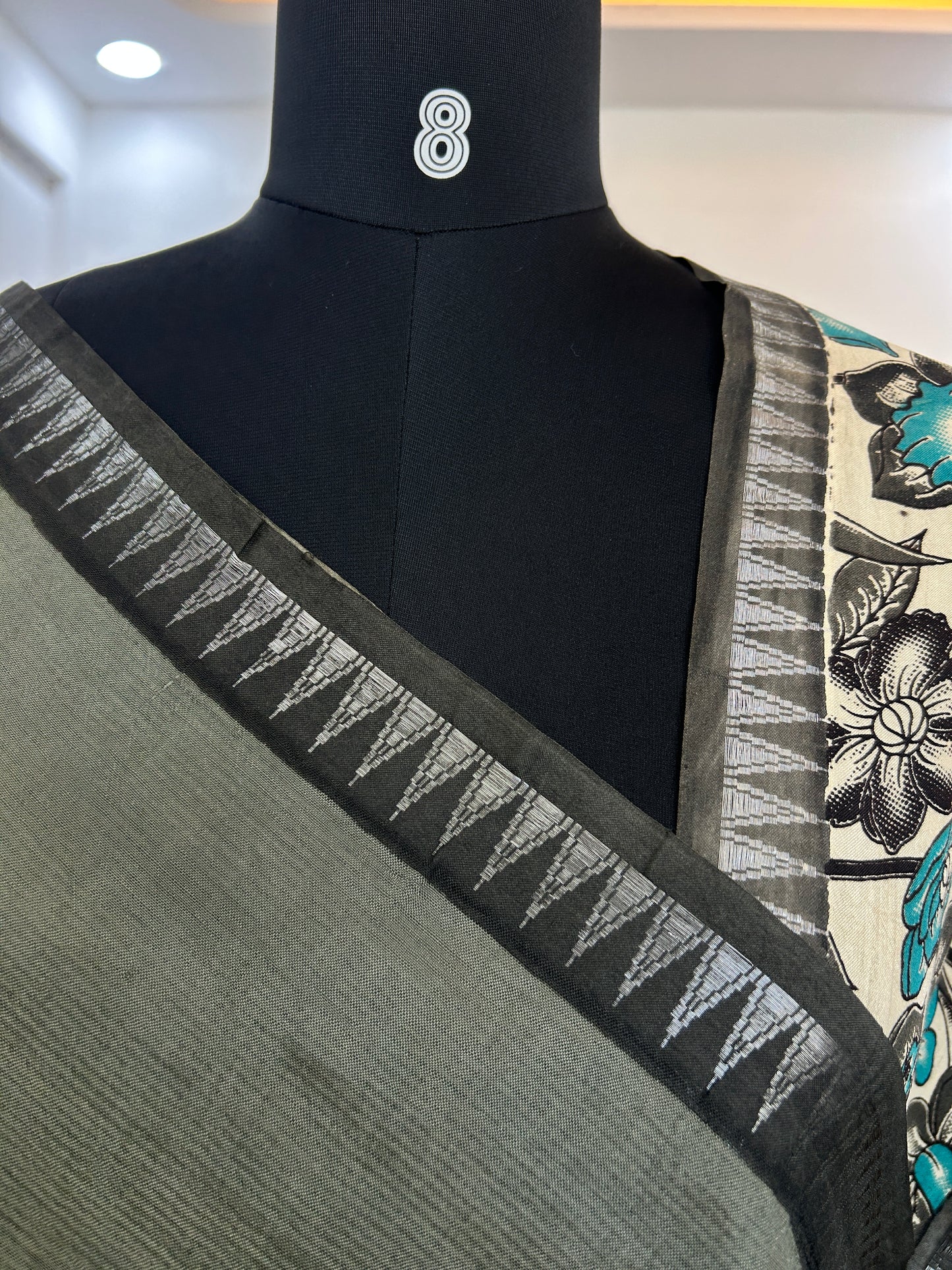Grey kalamkari saree