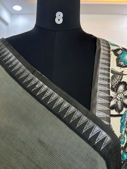 Grey kalamkari saree