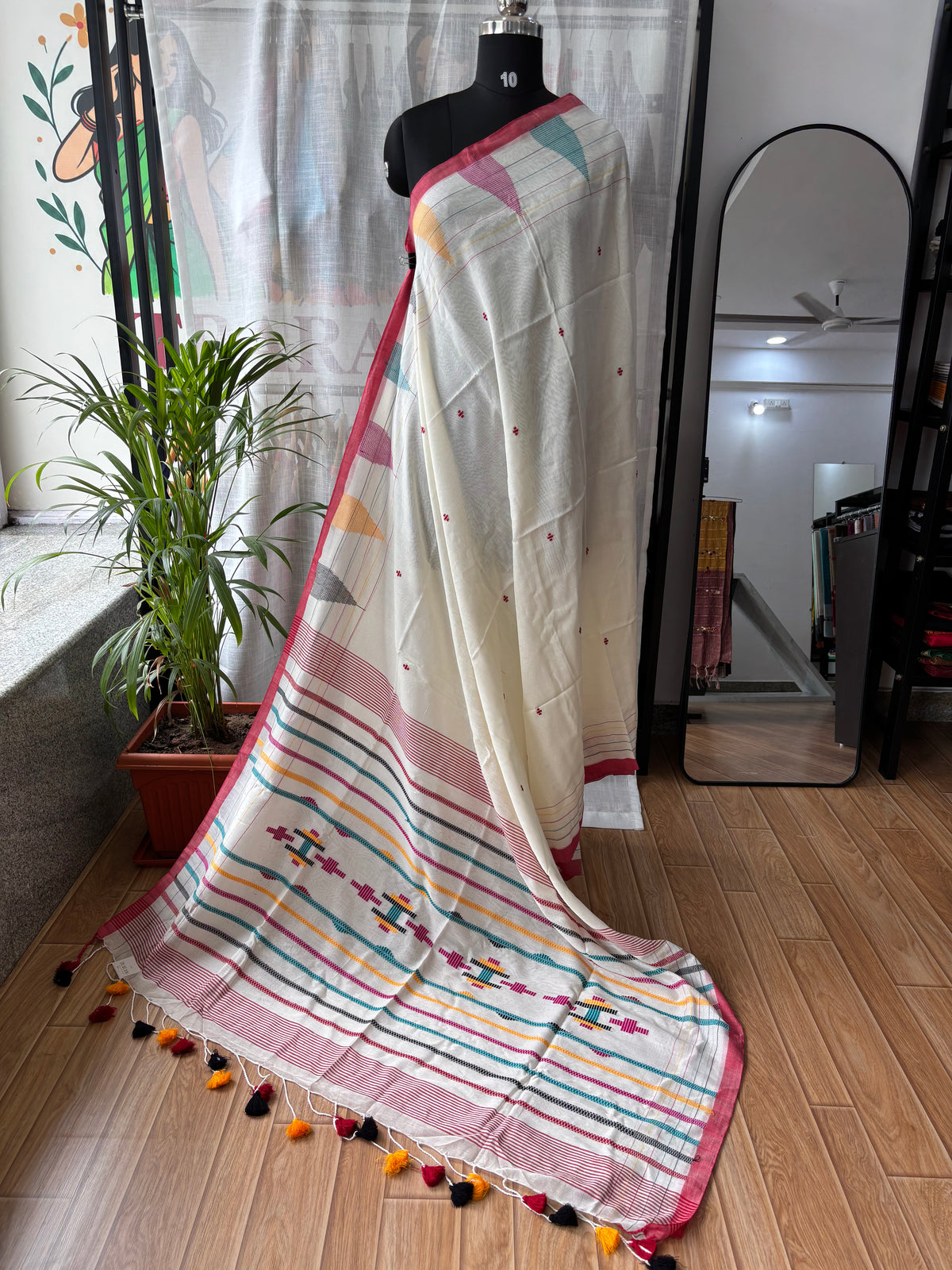 WHITE JAMDANI SAREE