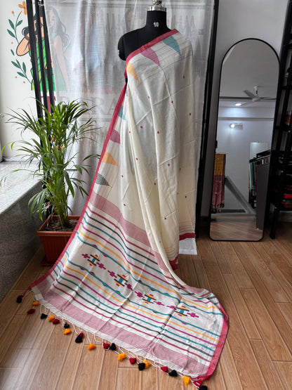 WHITE JAMDANI SAREE