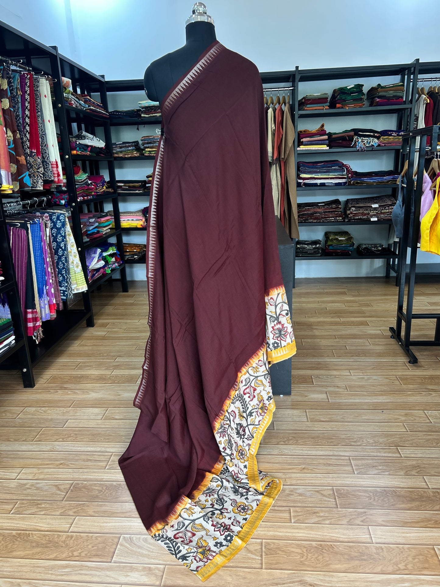 Brown kalamkari saree