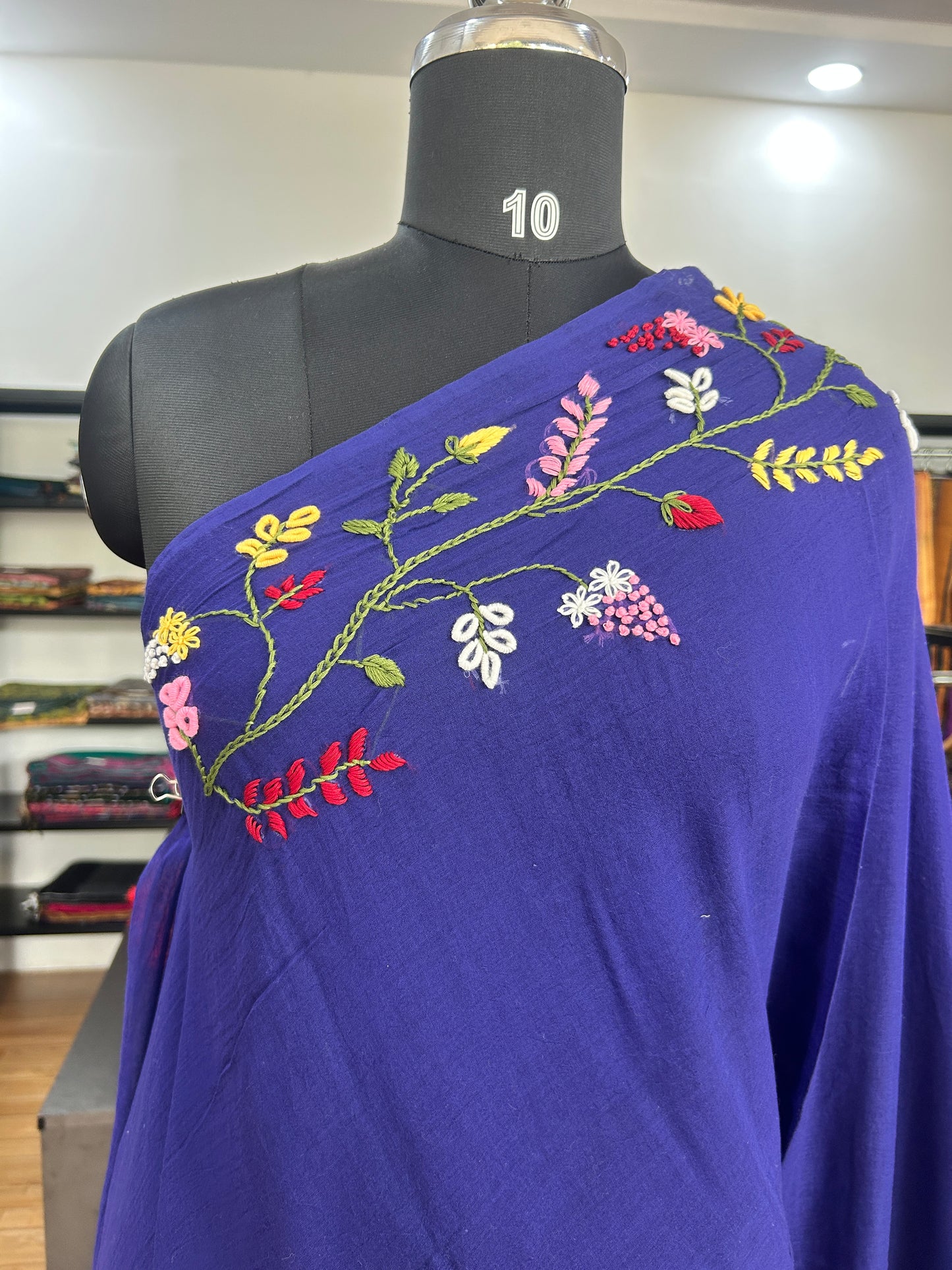 BLUE KATHA MUL SAREE
