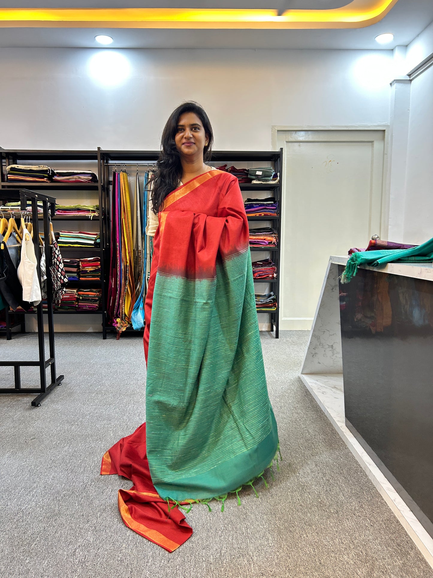 RED MYRA SAREE
