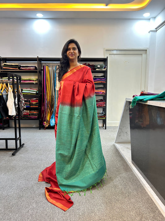 RED BANANA COTTON SAREE