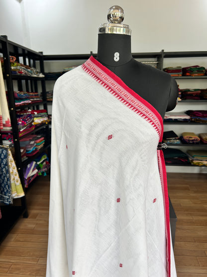WHITE DHANIAKHALI SAREE