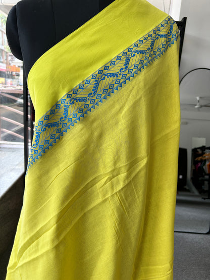 YELLOW MERCERISED COTTON SAREE