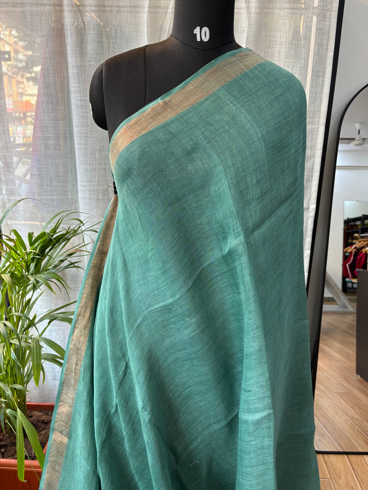 BLUE PURE LINEN SAREE